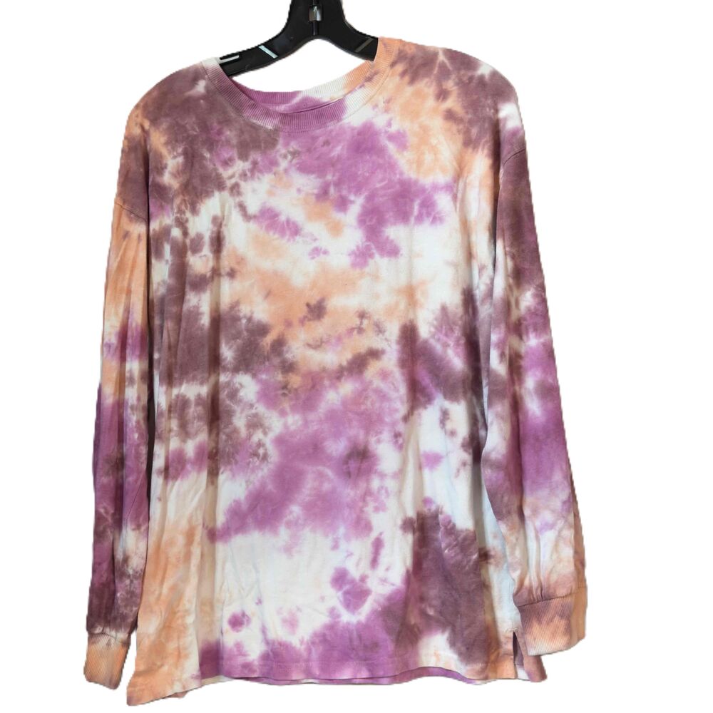 So Unisex Tie Dye Long Sleeve Crew Neck Shirt Cotton Polyester Blend Medium